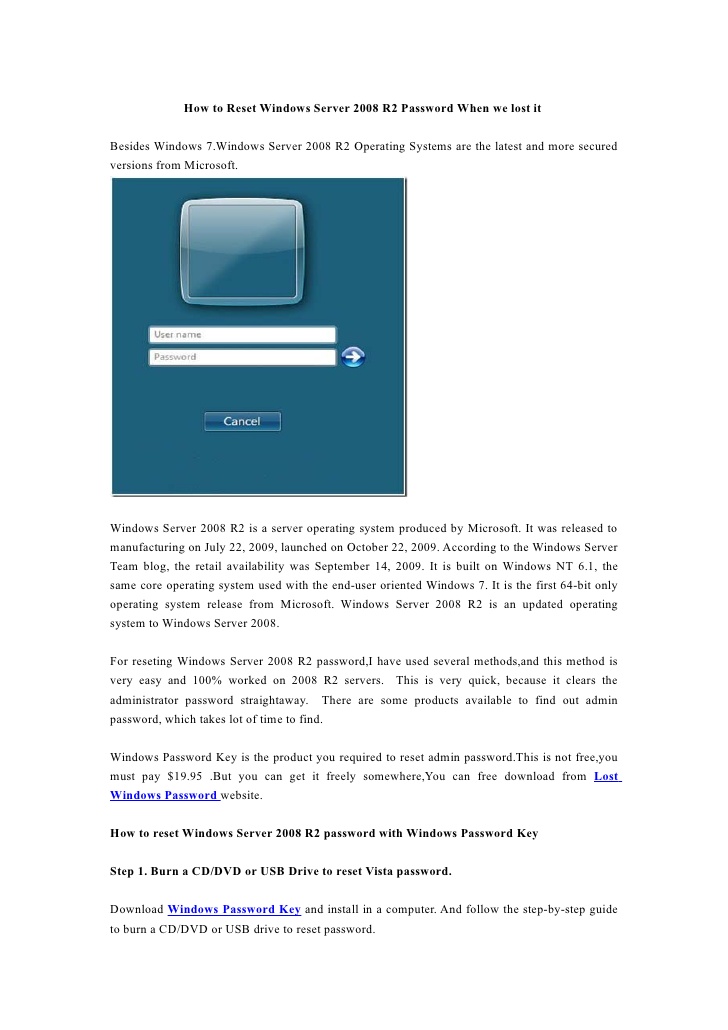 Restore Windows Server 2008 R2